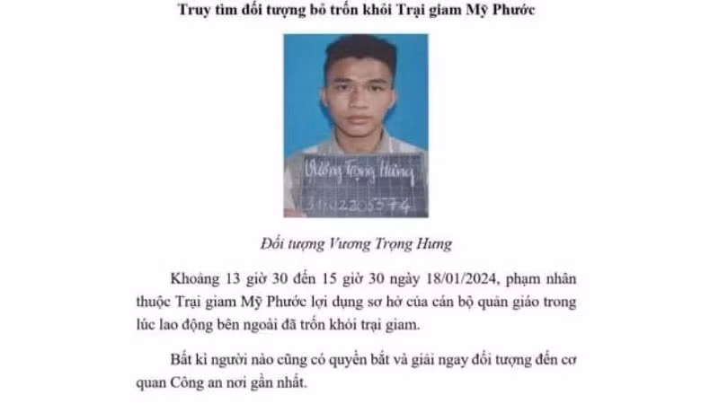Trích xuất camera, truy nã phạm nhân trốn khỏi trại giam Mỹ Phước