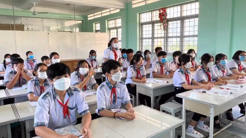 Tỉnh Bến Tre tăng cường các giải pháp phòng, chống bệnh thủy đậu trong trường học. (Ảnh: HOÀNG TRUNG)