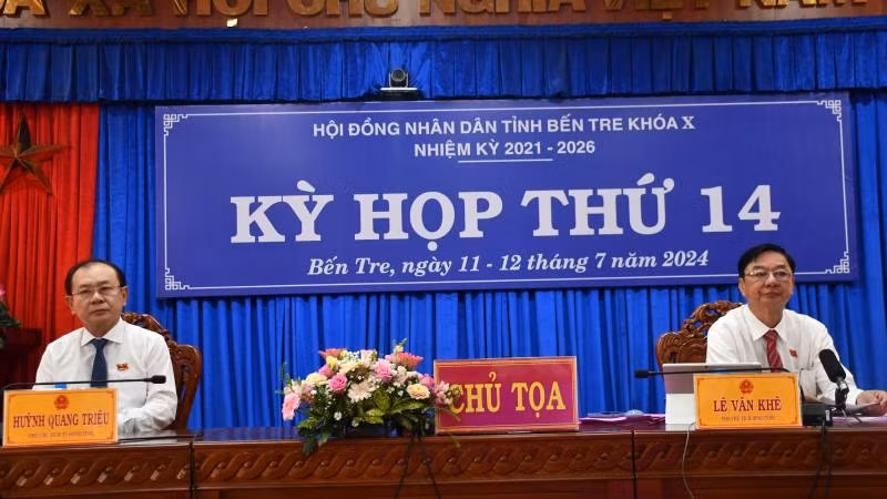 Hội đồng nhân dân tỉnh Bến Tre tổ chức kỳ họp thứ 14 thông qua 19 nghị quyết quan trọng phát triển kinh tế-xã hội. (Ảnh: HOÀNG TRUNG)