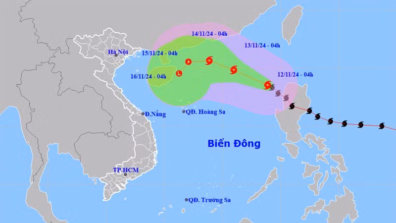 Vị trí và hướng di chuyển của bão số 8. (Nguồn: nchmf.gov.vn)