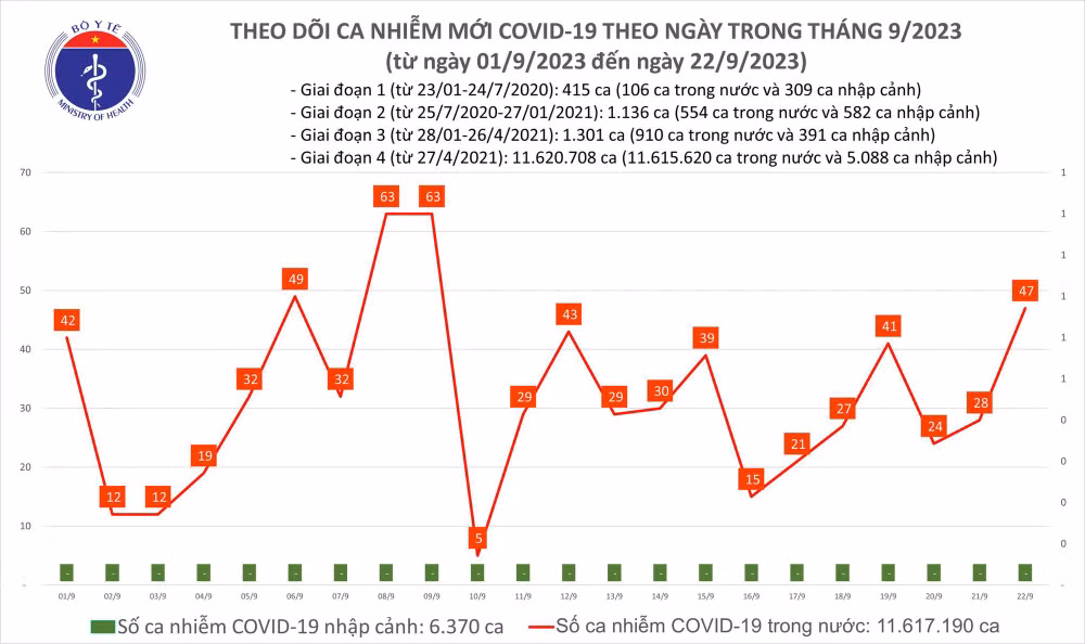 Biểu đồ số ca mắc Covid-19 tại Việt Nam thời gian qua.