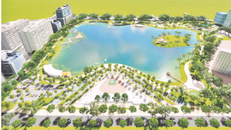 Phối cảnh dự án Công viên hồ Phùng Khoang.