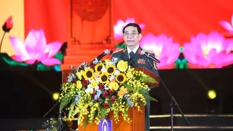 Đại tướng Phan Văn Giang, Bộ trưởng Bộ Quốc phòng phát biểu tại buổi lễ.