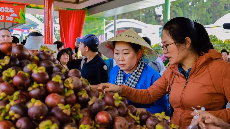 Gian hàng bán sản phẩm trái cây OCOP.