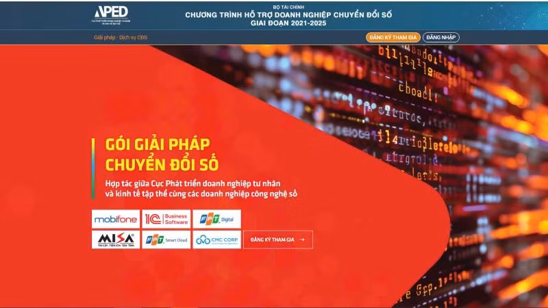Ảnh chụp màn hình Cổng thông tin doanh nghiệp tại địa chỉ: https://digitalpack.business.gov.vn/.