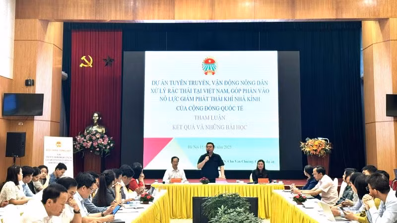 Ngày 15/4, tại Hà Nội, Trung ương Hội Nông dân Việt Nam đã tổ chức hội thảo tổng kết dự án. (Ảnh: HNV)