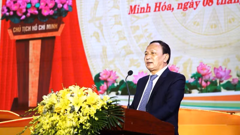 Phó Bí thư Thường trực Tỉnh ủy, Chủ tịch Hội đồng nhân dân tỉnh Quảng Bình Trần Hải Châu phát biểu tại lễ kỷ niệm.
