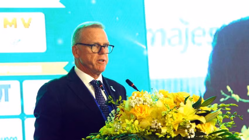 Ông Michael Waring, Chủ tịch Hội đồng hạt quả khô quốc tế đánh giá cao vai trò của ngành điều Việt Nam trong chuỗi cung ứng ngành điều toàn cầu.