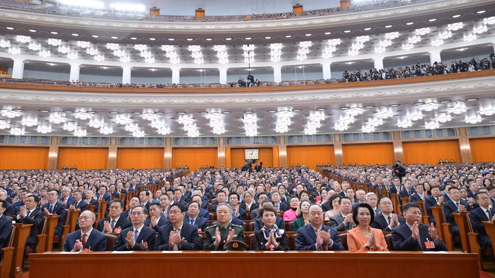 Các đại biểu tại phiên bế mạc kỳ họp thứ ba Chính hiệp Trung Quốc khóa 14. (Ảnh: Tân Hoa Xã)