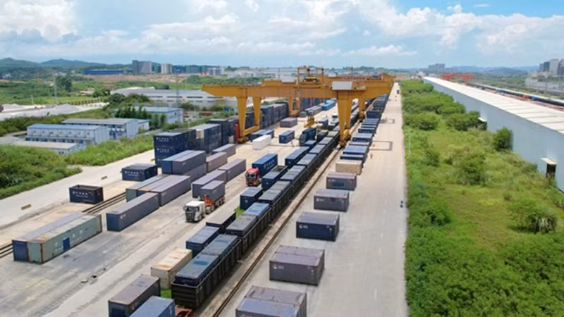 Một góc Cảng đường sắt quốc tế Nam Ninh. (Ảnh: people.cn)