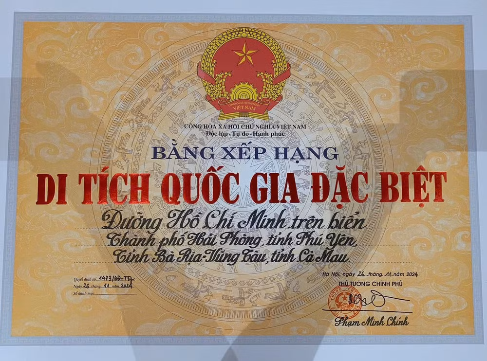 Ngày 28/11 tỉnh Phú Yên tổ chức đón nhận Bằng xếp hạng Di tích quốc gia đặc biệt đường Hồ Chí Minh trên biển.