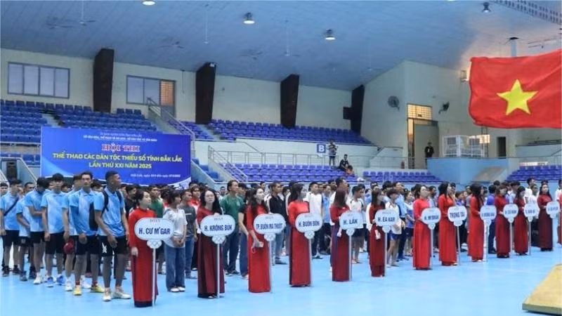 Vận động viên các đoàn tham gia Hội thi thể thao các dân tộc thiểu số tỉnh Đắk Lắk lần thứ XXI năm 2025.