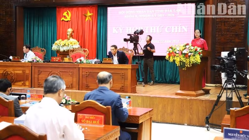 Phó Bí thư Thường trực Tỉnh ủy, Chủ tịch Hội đồng nhân dân tỉnh Đắk Lắk Huỳnh Thị Chiến Hòa phát biểu bế mạc kỳ họp.