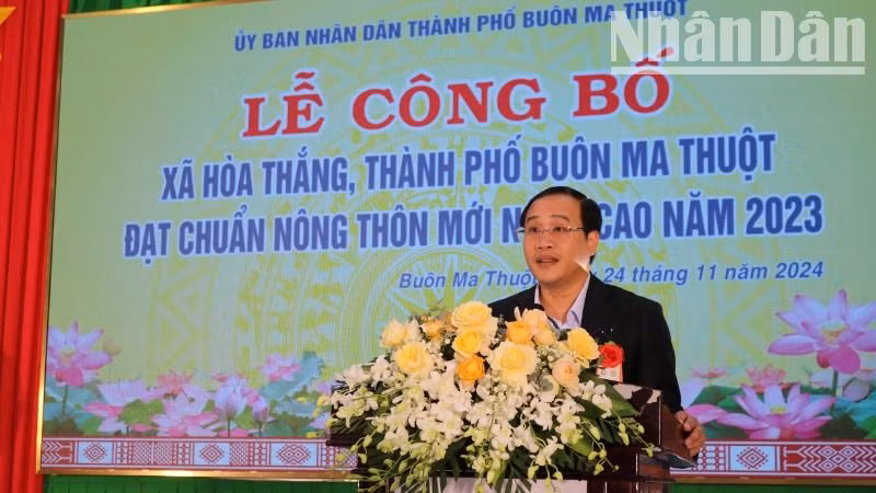 Phó Chủ tịch Ủy ban nhân dân thành phố Buôn Ma Thuột Trần Đức Nhật phát biểu tại buổi lễ.