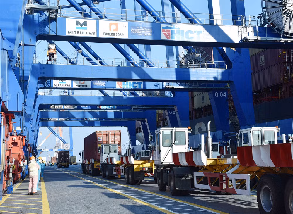 Cảng container quốc tế Lạch Huyện, thành phố Hải Phòng do Công ty TNHH Cảng container quốc tế Tân Cảng Hải Phòng (Tổng công ty Tân Cảng Sài Gòn) quản lý và vận hành. (Ảnh: TRẦN HẢI)