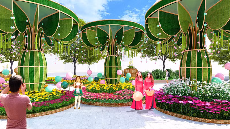 Một phối cảnh Đường hoa Nguyễn Huệ Tết Ất Tỵ 2025. (Ảnh: BTC)