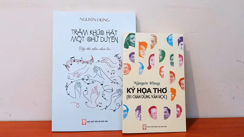 Bìa hai tác phẩm mới của nhà thơ Nguyên Hùng.