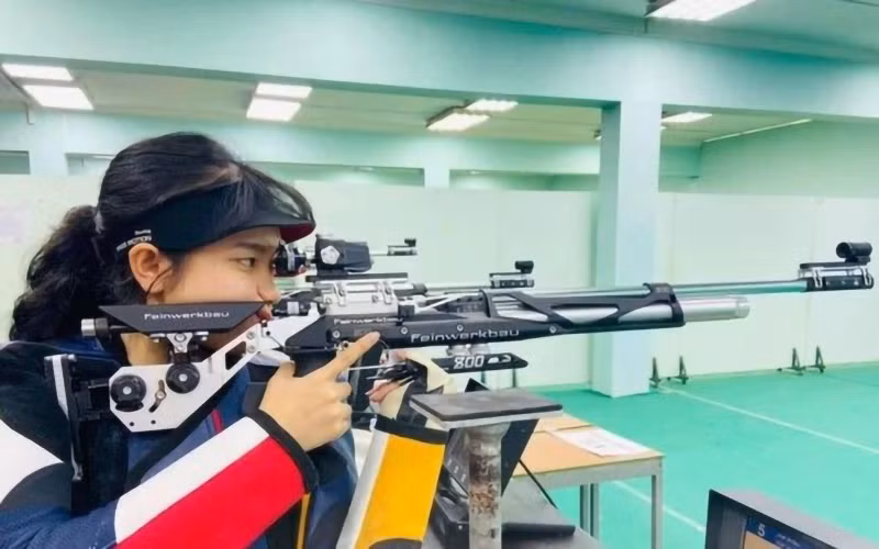 Xạ thủ Lê Thị Mộng Tuyền giành suất tham dự Olympic Paris 2024. (Ảnh VTV)