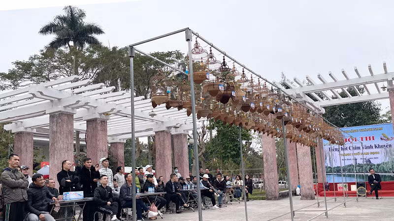 Hội thi “Tiếng hót chim vành khuyên" trong không gian Chợ Tết "Một thoáng Thành Nam" thu hút đông đảo người dân tham dự. (Ảnh: XUÂN TRƯỜNG) Hội thi “Tiếng hót chim vành khuyên" trong không gian Chợ Tết "Một thoáng Thành Nam" thu hút đông đảo người dân tham dự. (Ảnh: XUÂN TRƯỜNG)