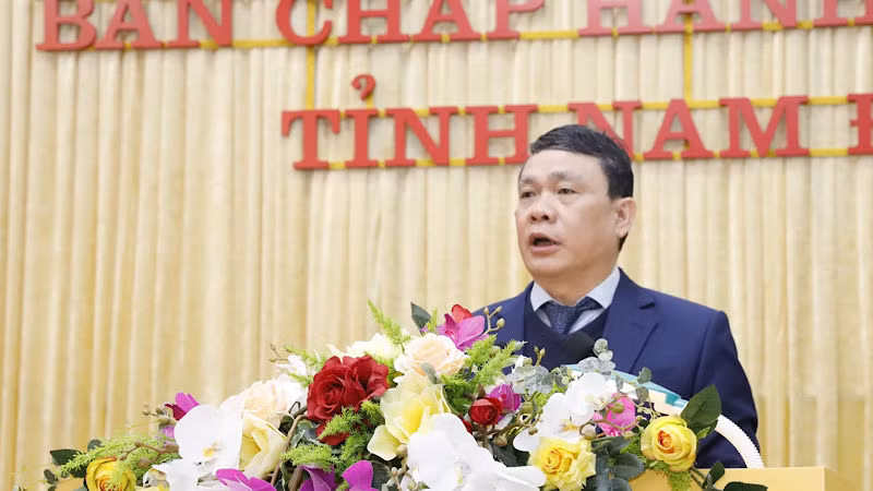 Bí thư Tỉnh ủy, Trưởng Ban Chỉ đạo tỉnh Nam Định Đặng Khánh Toàn phát biểu tại hội nghị.
