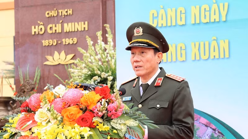 Đại tướng Lương Tam Quang, Ủy viên Bộ Chính trị, Bộ trưởng Công an phát biểu tại lễ phát động. (Ảnh: THÙY DƯƠNG)
