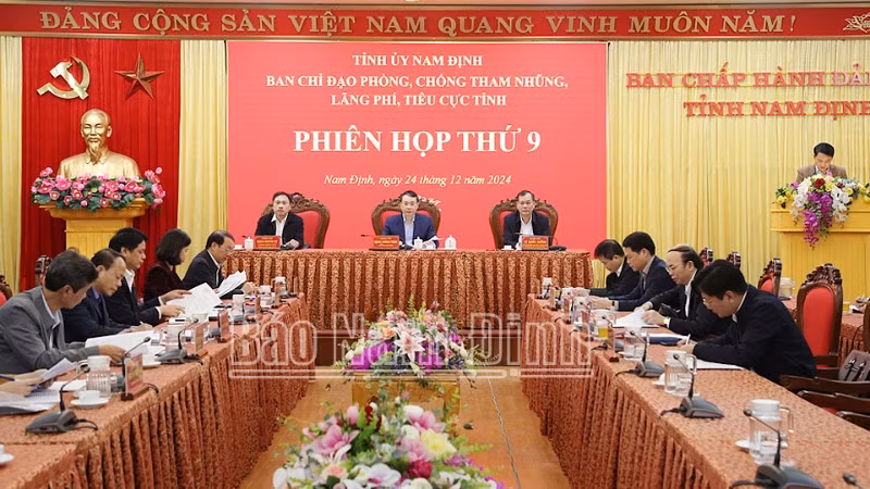 Một phiên họp của Ban Chỉ đạo phòng, chống tham nhũng, lãng phí, tiêu cực tỉnh Nam Định. (Ảnh: Báo Nam Định)
