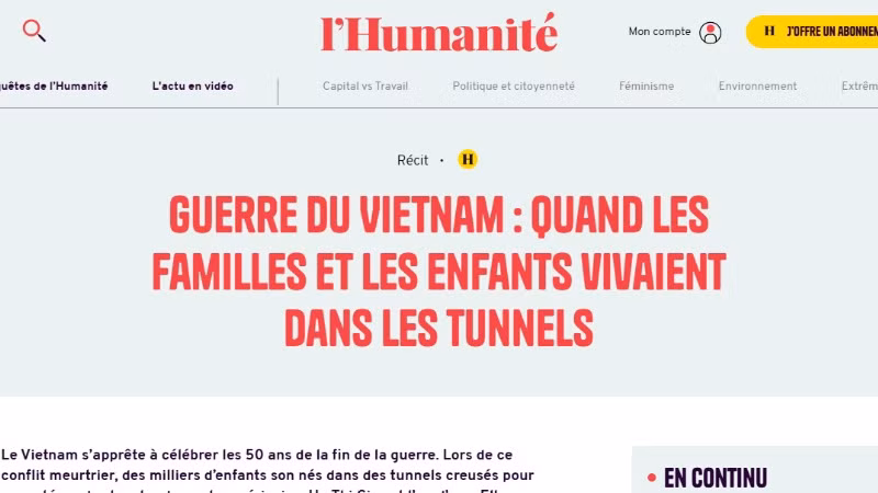 Báo Nhân đạo (Pháp) mô tả sống động về những khó khăn, gian khổ mà người dân Việt Nam đã phải chịu đựng trong chiến tranh.