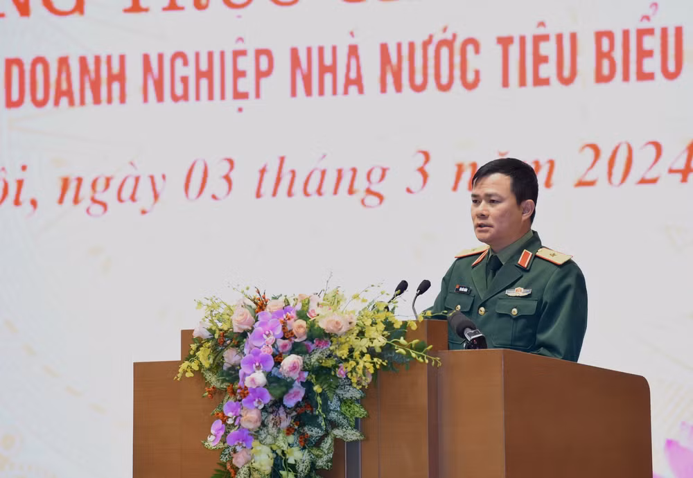 Chủ tịch kiêm Tổng Giám đốc Viettel Tào Đức Thắng phát biểu.
