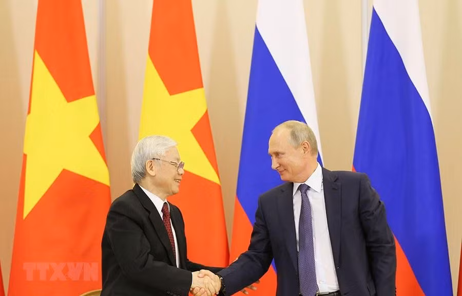 Tổng Bí thư Nguyễn Phú Trọng và Tổng thống Putin tại Sochi, Liên bang Nga, tháng 9/2018. (Ảnh: TTXVN) 