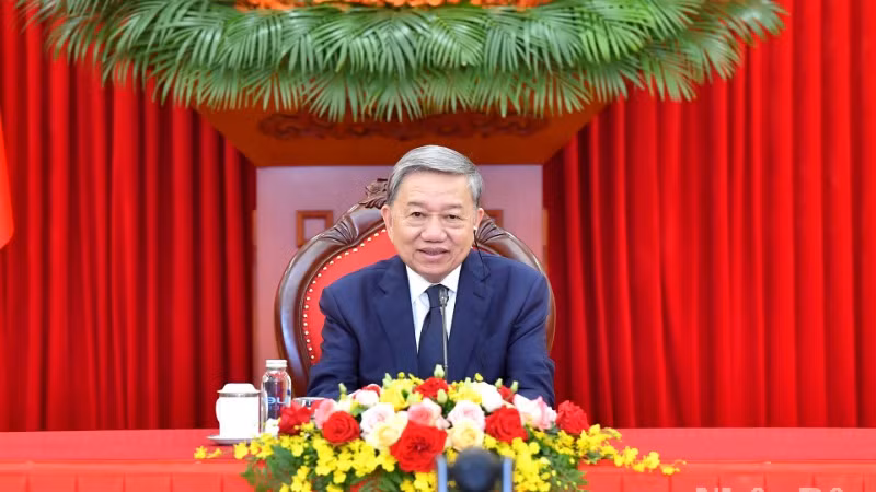 Tổng Bí thư Tô Lâm điện đàm với Chủ tịch Đảng Đại hội Dân tộc Phi, Tổng thống Nam Phi Cyril Ramaphosa. (Ảnh: ĐĂNG KHOA)