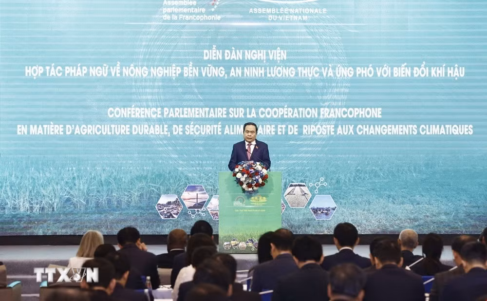 Chủ tịch Quốc hội Trần Thanh Mẫn phát biểu khai mạc. (Ảnh: TTXVN)