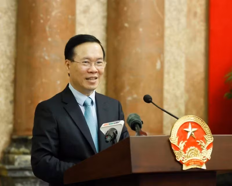Chủ tịch nước Võ Văn Thưởng phát biểu. Chủ tịch nước Võ Văn Thưởng phát biểu.