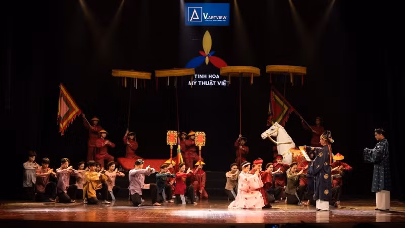 Hình ảnh tiết mục "Vinh quy bái tổ" trong chương trình.