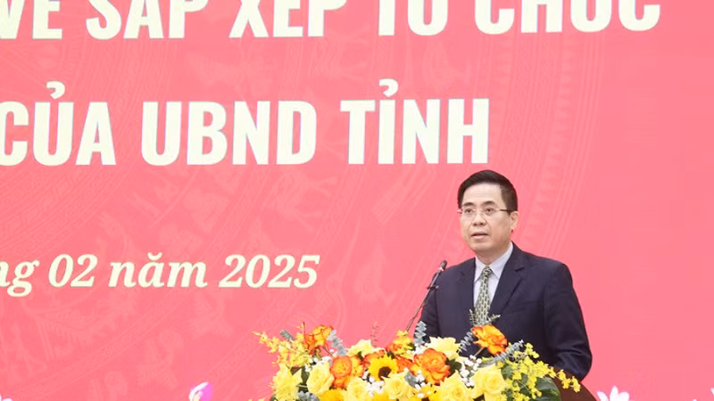 Chủ tịch Ủy ban nhân dân tỉnh Quảng Ngãi Nguyễn Hoàng Giang phát biểu giao nhiệm vụ.