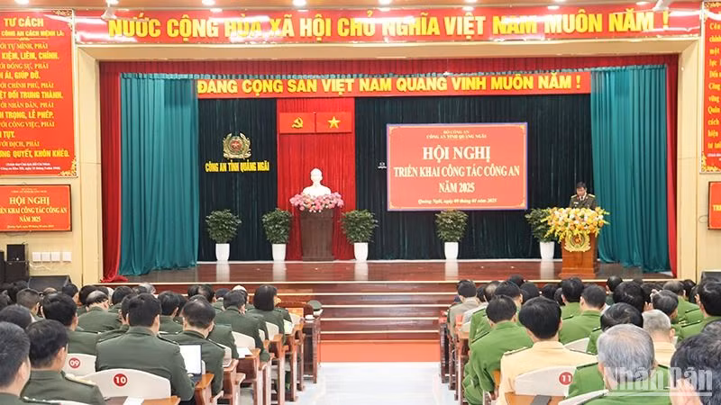 Quang cảnh hội nghị triển khai công tác năm 2025 của Công an tỉnh Quảng Ngãi.