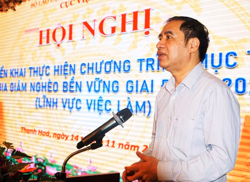 Cục trưởng Cục Việc làm Vũ Trọng Bình phát biểu tại hội nghị. Cục trưởng Cục Việc làm Vũ Trọng Bình phát biểu tại hội nghị.