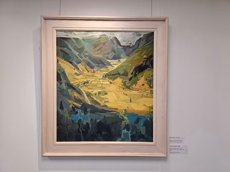 Tranh sơn dầu trên toan "Mùa vàng" của họa sĩ Dương Quyết. (Ảnh: MINH DUY) Tranh sơn dầu trên toan "Mùa vàng" của họa sĩ Dương Quyết. (Ảnh: MINH DUY)