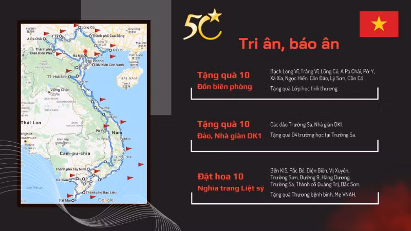 Chương trình "Non sông liền một dải" hướng tới nhiều hoạt động tri ân, tưởng niệm.