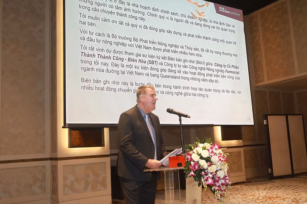 Bộ trưởng Phát triển Nông nghiệp Queensland, ông Mark Furner chia sẻ kỳ vọng về việc hợp tác phát triển nền nông nghiệp công nghệ cao, bền vững giữa Việt Nam và Queensland.