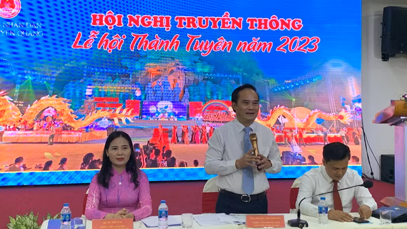 Đại diện lãnh đạo tỉnh Tuyên Quang thông tin về Lễ hội Thành Tuyên năm 2023.