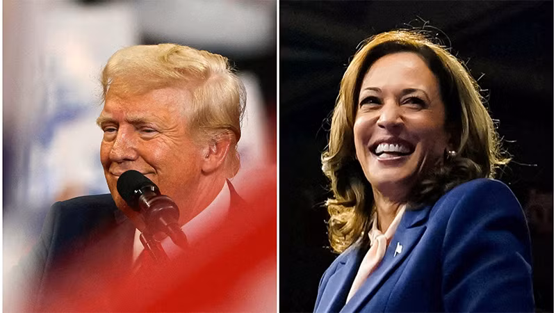 Ứng cử viên đảng Cộng hòa Donald Trump và ứng cử viên đảng Dân chủ Kamala Harris. (Ảnh: Reuters)