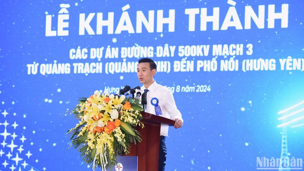 Đại diện nhà thầu phát biểu ý kiến tại Lễ khánh thành.
