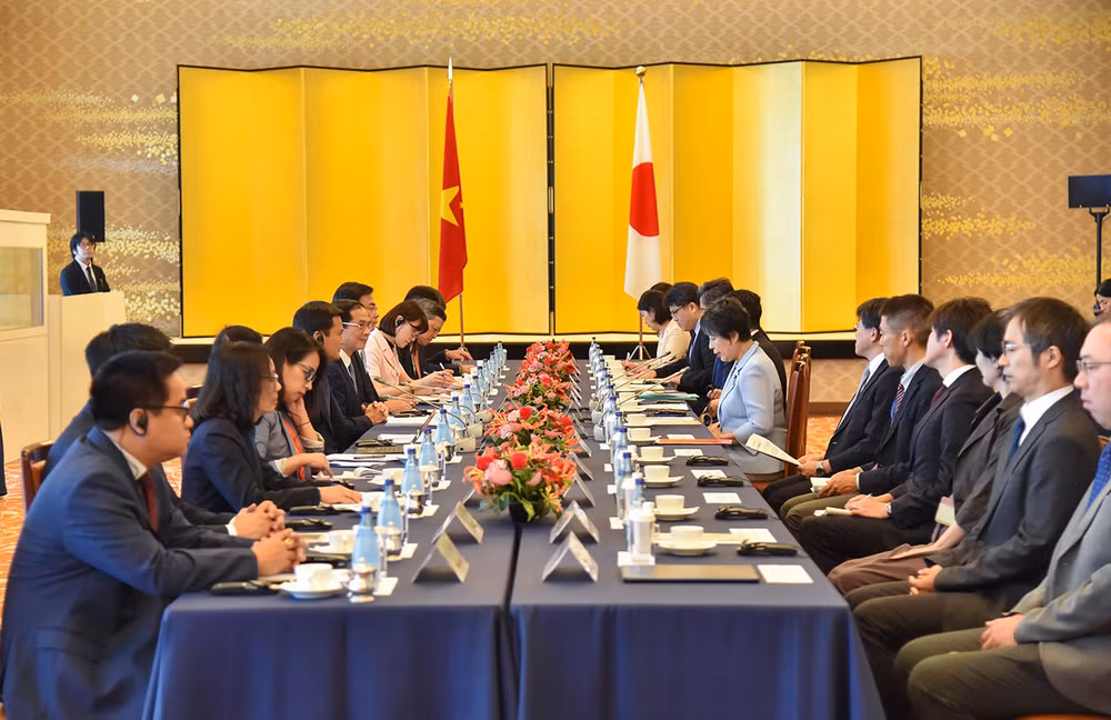 Quang cảnh Phiên họp lần thứ 12 Ủy ban Hợp tác Việt Nam-Nhật Bản. (Ảnh: Bộ Ngoại giao) Quang cảnh Phiên họp lần thứ 12 Ủy ban Hợp tác Việt Nam-Nhật Bản. (Ảnh: Bộ Ngoại giao)