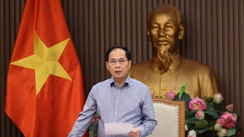 Phó Thủ tướng, Bộ trưởng Bộ Ngoại giao Bùi Thanh Sơn, Trưởng Ban Chỉ đạo quốc gia về ODA và vốn vay ưu đãi phát biểu. (Ảnh: An Đăng/TTXVN)