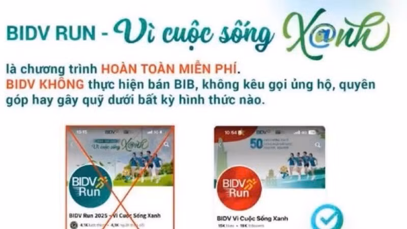Ngân hàng BIDV cũng phát đi cảnh báo về việc xuất hiện nhiều fanpage, trang web giả mạo nhằm lừa đảo dưới hình thức chương trình thiện nguyện hoặc bán BIB. (Ảnh: chụp màn hình)