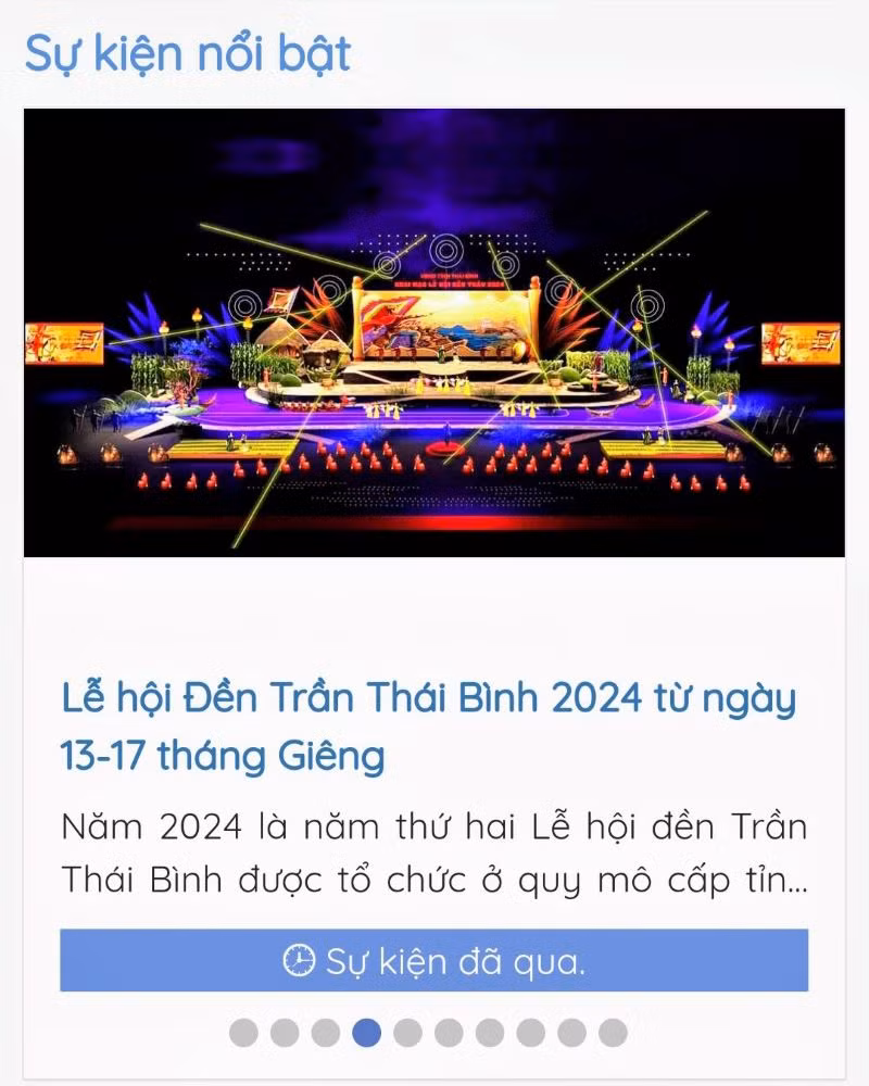 Giao diện trên Cổng thông tin Du lịch Thái Bình. Giao diện trên Cổng thông tin Du lịch Thái Bình.