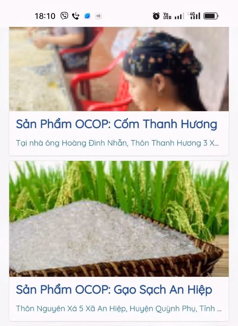 Các sản phẩm OCOP đặc trưng của tỉnh cũng được quảng bá chi tiết trên Cổng thông tin Du lịch Thái Bình. Các sản phẩm OCOP đặc trưng của tỉnh cũng được quảng bá chi tiết trên Cổng thông tin Du lịch Thái Bình.