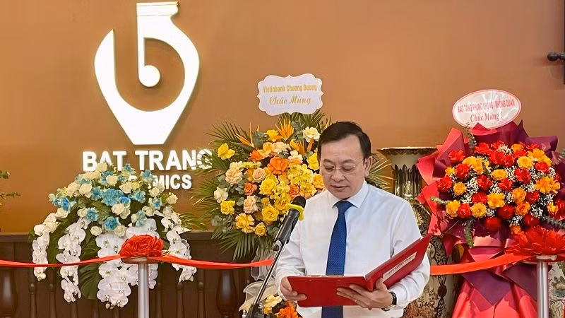 Tiến sĩ Vũ Mạnh Hà, Giám đốc Bảo tàng Hồ Chí Minh phát biểu.