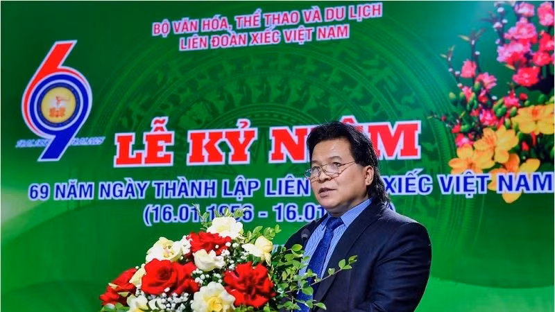 Giám đốc Liên đoàn Xiếc Việt Nam Tống Toàn Thắng phát biểu. (Ảnh: THANH HÀ)