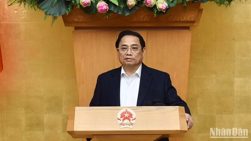 Thủ tướng Phạm Minh Chính phát biểu ý kiến khai mạc phiên họp. (Ảnh: TRẦN HẢI)